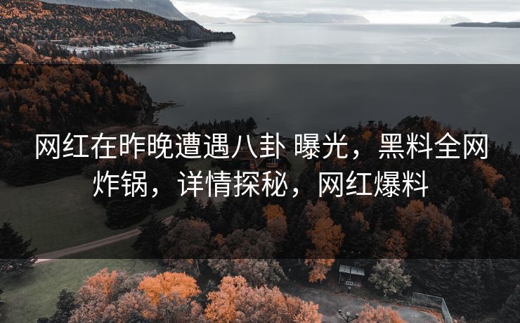 网红在昨晚遭遇八卦 曝光，黑料全网炸锅，详情探秘，网红爆料