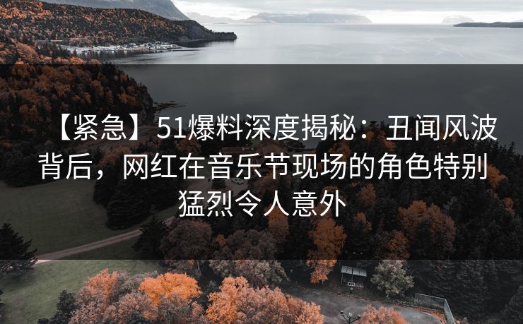 【紧急】51爆料深度揭秘:丑闻风波背后,网红在音乐节现场的角色特别猛烈令人意外