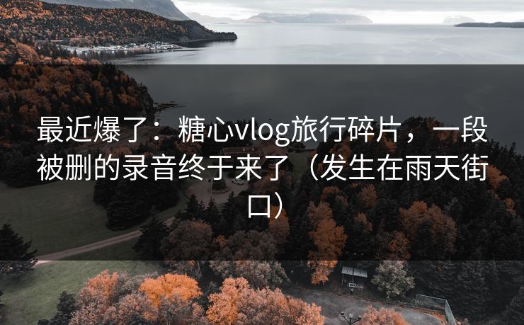 最近爆了:糖心vlog旅行碎片,一段被删的录音终于来了(发生在雨天街口) 最近爆了:糖心vlog旅行碎片,一段被删的录音终于来了(发生在雨天街口)