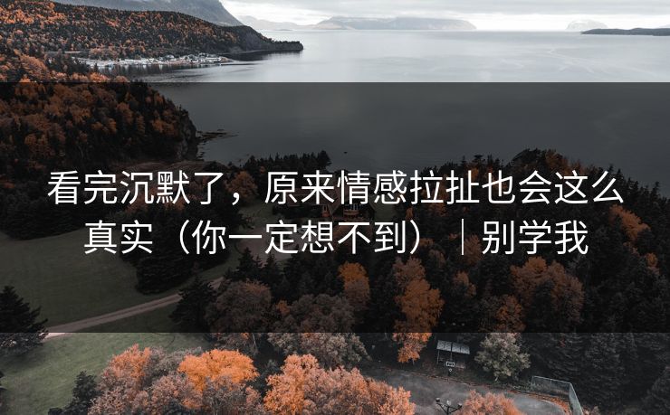 看完沉默了，原来情感拉扯也会这么真实（你一定想不到）｜别学我