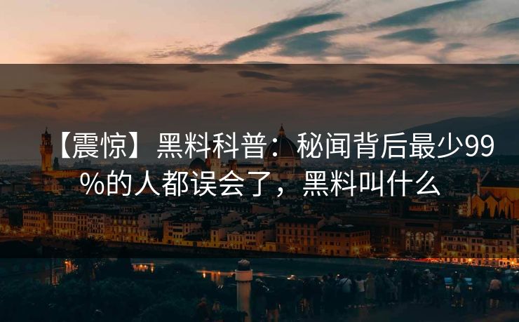 【震惊】黑料科普:秘闻背后最少99%的人都误会了,黑料叫什么 【震惊】黑料科普:秘闻背后最少99%的人都误会了,黑料叫什么